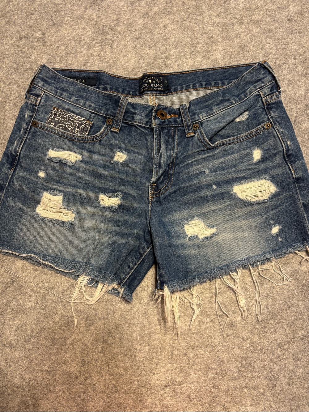 Lucky Brand Medium Blue Distressed Denim Cutoff Shorts
